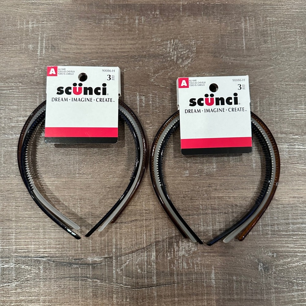 Scunci 6 Pack Slim Teeth Headbands Tortoise Black Brown OS Womens Y2K 90086-H
